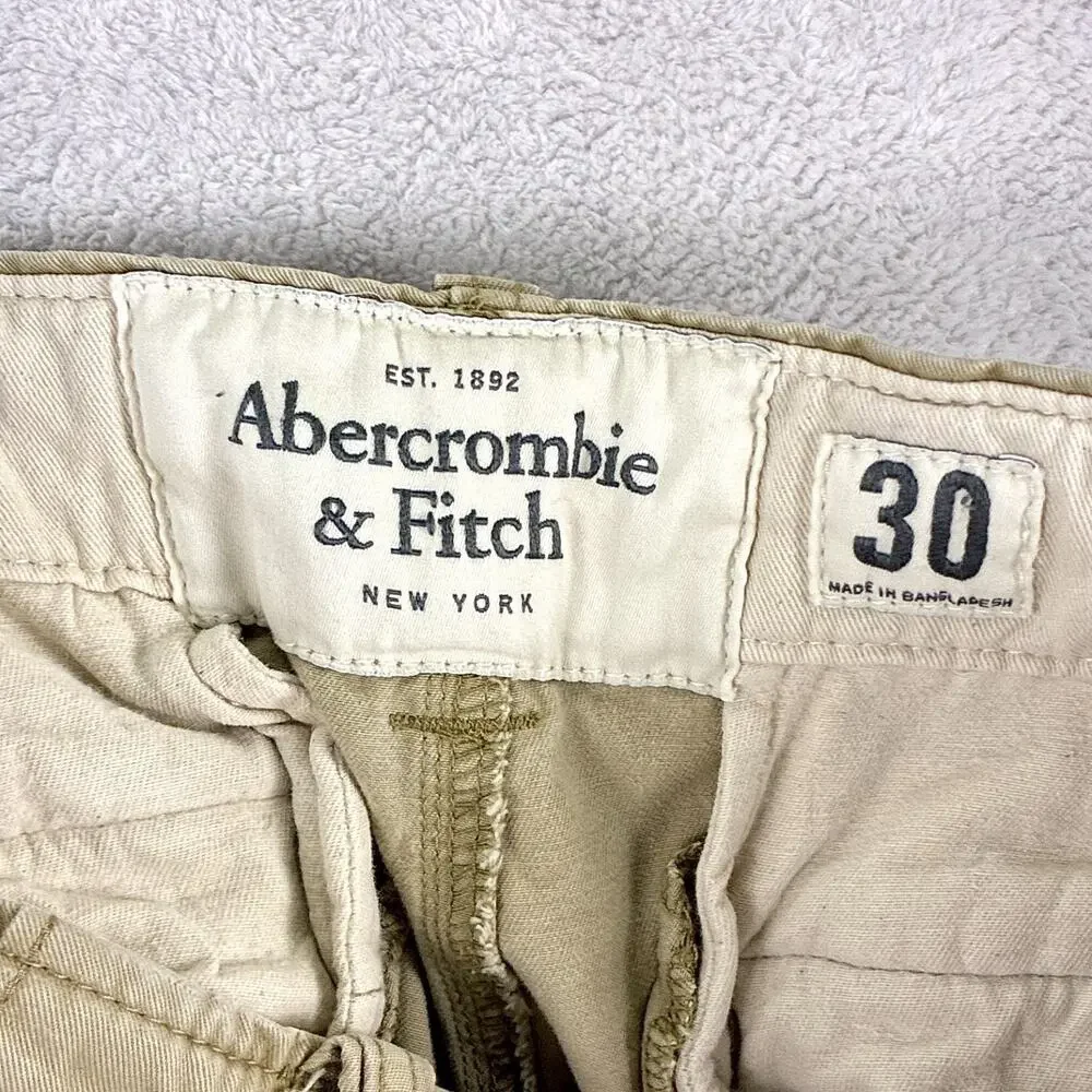 VTG Y2K Abercrombie & Fitch Cargo Shorts Men 30 Khaki Paratrooper Military Baggy